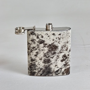 Classic Cowhide Flask With Stainless Steel Cap Fashionable Leather Accessory - Product Image 3
