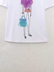 Camisetas de Punto Estampadas Personalizadas para Mujer, Fabricante OEM, Tela de Algodón Premium Suave y Cómoda para Marcas de Moda y Pedidos al por Mayor - Product Image 3