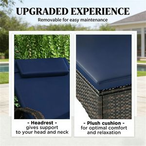 Set di 2 Sdraio da Esterno Blu Scuro, Comode Sedie a Sdraio per Patio o Spiaggia - Product Image 2