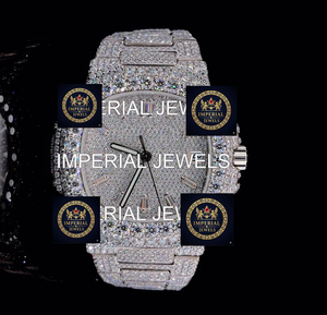 Montre unisexe de luxe en acier inoxydable avec moissanite D VVS, mouvement à quartz, design de créateur, sertie de pierres étincelantes de haute qualité - Product Image 1