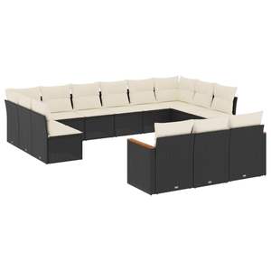 Garden <b>Sofa</b> <b>Set</b> In Black Pe Rattan Powder Coated Steel Outdoor Furniture Contemporary Design High Density Foam Cushions - Product Image 2