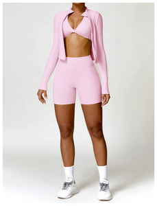 Ensembles de fitness grande taille pour femmes, vêtements de sport et de yoga à fort impact, tenues de sport 4 pièces effet push-up, vente en gros à faible MOQ - Product Image 5