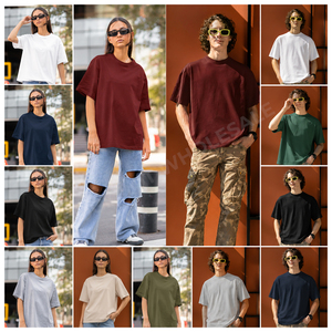 T-shirt uni décontracté à séchage rapide pour hommes et femmes, à porter toute l'année, unisexe, 100% coton, col rond, épaules tombantes, T-shirts BD - Product Image 1