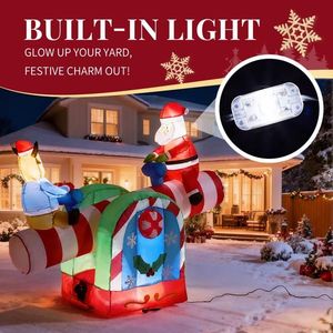 Decorazione Natalizia Gonfiabile Illuminata da 1,44 m, Divertente Babbo Natale e Renna su Dondolo Motorizzato, Grandi Decorazioni per Esterni - Product Image 4