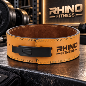 RHINO FITNESS Leather Weightlifting <b>Belt</b> <b>Tan</b> Adjustable Wrap-Around Lumbar Support Waist Cincher with Basic Protection - Product Image 4