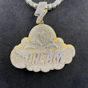 Pendentif Lettre Personnalisée avec Nuage en Moissanite Sertie de Pierres pour Bijoux Fins en Argent Sterling 925 Pendentifs & Breloques - Product Image 1