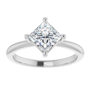 Anillo de Lujo con Moissanita Corte Princesa, Certificado, Plata de Ley 925, Chapado en Platino, Anillo de Compromiso, Boda, Fiesta - Product Image 1