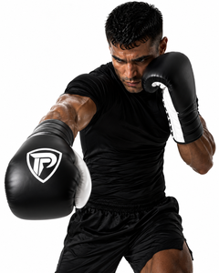 Guantes de Boxeo Dumela International Personalizados de Cuero Negro con Cordones Blancos y Logotipo, Alta Calidad, Verticales, Profesionales, Portátiles - Product Image 4