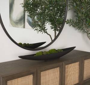 Frutero Decorativo Moderno de Estilo Zen Asiático, Forma Ovalada, Bandeja Central de Metal Negro, Florero de Lujo para Mesa, Decoración del Hogar - Product Image 2