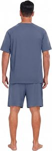 Conjunto de Camiseta de Manga Corta y Pantalones Cortos de Algodón Tejido de Color Sólido para Hombre, Talla Grande, Ropa Casual de Verano - Product Image 3