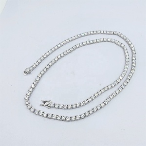 Pass Diamond Tester Hip Hop Jewelry Charms <b>Iced</b> <b>Out</b> 3mm Moissanite Rhodium Plated 925 Silver VVS Tennis <b>Chain</b> Wedding Necklaces - Product Image 1