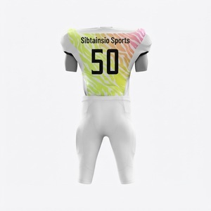 Ensemble de maillot et pantalon de football américain rembourrés personnalisés blanc, vert et rose, imprimé zèbre, uniforme d'équipe avec numéro de joueur sublimé - Product Image 6