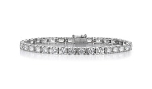 Bracelet Tennis pour Femme en Argent 925 avec Moissanite Ronde Taille Brillant, Cristal et Strass, Sertissage à Griffes, Bracelet Perlé Tendance - Product Image 2