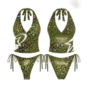 Traje de baño premium para mujer de poliéster y spandex de 190 GSM, con estampado de ojos en degradado marrón, transferencia térmica, logotipo personalizado para traje de baño. - Product Image 4