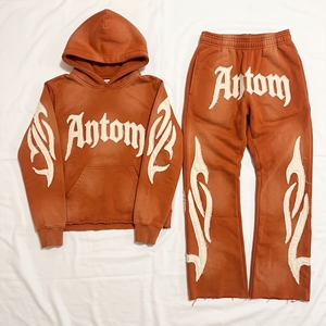 Wholesale Solid Lightweight Winter Oversize Hooded <b>Tracksuit</b> Unisex Custom Logo Blank Pullover Thick Fleece 100% Cotton - Product Image 2