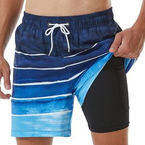 3D Custom Spandex Polyester <b>Mens</b> Swim <b>Trunks</b> With Compression Lined 7in Swim Shorts Quick Dry Swimwear Shorts Bathing Suits - Product Image 2