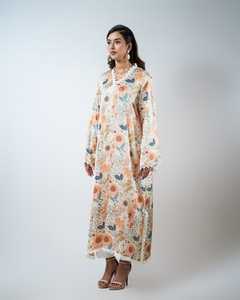 Robe Kaftan à Imprimé Floral pour Femmes, Vente en Gros, OEM ODM, Bordure en Dentelle au Crochet, Col en V, Manches 3/4, Tunique, Fabricant en Gros - Product Image 4