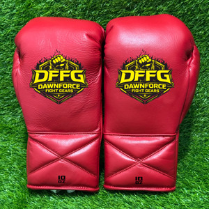 Gants de boxe en cuir de vachette rouge Dawnforce Fight Gears 10oz, respirants, à lacets, avec sangle de poignet réglable, équipement d'entraînement pour adultes - Product Image 5