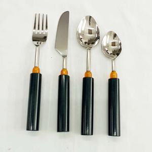 Decorative Tableware Antique Popular Round Thick Resin Handle <b>Cutlery</b> Set Gold Plated <b>Stainless</b> <b>Steel</b> <b>Cutlery</b> for Wedding - Product Image 2