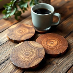 Juego de Posavasos de Madera de Diseño Simple, Redondos, Resistentes al Calor, para Tazas de Café, Té, Vasos, Antideslizantes, Protección de Mesa, Uso en la Cocina - Product Image 1