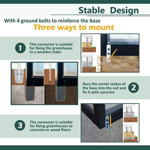 6x10 ft Kit casa giardino con telaio in alluminio copertura in policarbonato porta chiudibile a chiave presa sul tetto regolabile per cortile esterno - Product Image 3