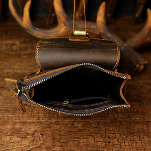 Sac banane multifonction en cuir de qualité pour homme, style rétro café, sacoche messager, pochette de téléphone d'été - Product Image 4