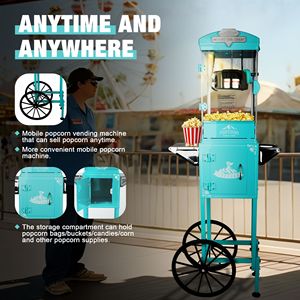 Machine à popcorn 10 oz sur chariot avec roues, verte, pour home cinéma, avec moteur et 3 cuillères en plastique - Product Image 6