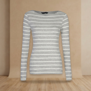 T-shirt à manches courtes rayé pour femme - Écologique - Grande taille - 100% coton - Décontracté - Été - Product Image 3