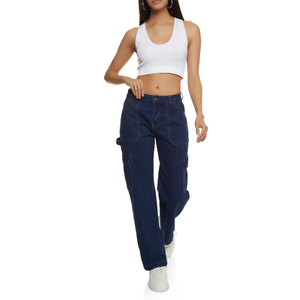Pantalon cargo ample pour homme grande taille, coupe droite, en toile de coton, taille haute avec poches, vêtements décontractés d'automne - Product Image 4