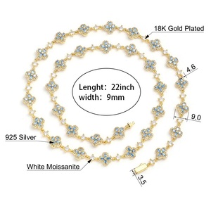 Collier en argent 925 pour femme avec moissanite, chaîne fleur bleue, diamant certifié, léger, bijoux de luxe pour mariée, cadeau élégant - Product Image 6