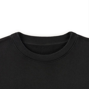 เสื้อสเวตเชิ้ตผ้าฝ้ายแท้ 100% หนานุ่ม สำหรับผู้ชายและผู้หญิง สีดำ แต่งขอบยางยืดแบบดิสเทรส คอกลม แขนยาว - Product Image 3