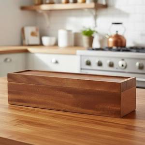 Caja Organizadora de Alimentos y Té de Madera de Mango - Contenedor de Madera para Bolsitas de Té, Café, Bocadillos, Azúcar, Edulcorantes - Product Image 1