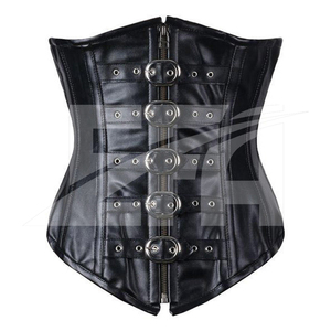 Corset à baleines en acier avec fermeture éclair frontale pour le bureau, bustier sexy pour femme, corsets en similicuir écologique avec broderie à rivets - Product Image 1