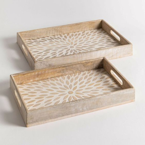 Bandeja de Servir de Madera Maciza Hecha a Mano de Primera Calidad, Moderna, Rectangular, Decorativa, Organizador para Mesa de Centro, para Decoración del Hogar y Hoteles - Product Image 3