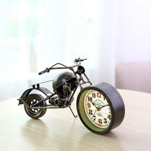 HOME GENIE Metal Motorcycle Table <b>Clock</b> with Antique Finish | Vintage Bike Shaped <b>Desk</b> <b>Clock</b> for Home Office Living Room Decor - Product Image 6