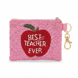 Porte-monnaie perlé écologique avec lettrage bleu 'Whoop It', fait main, fermeture éclair, porte-clés détachable, mini format, unisexe, pour cartes - Product Image 2