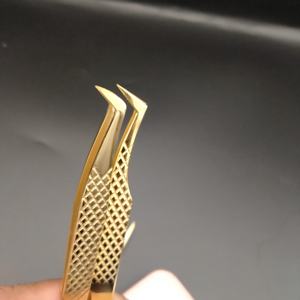 Customized Brand Gold Plated Stainless Steel Eyelash Tweezers Professional Lash Extension <b>Precision</b> <b>Tool</b> - Product Image 6