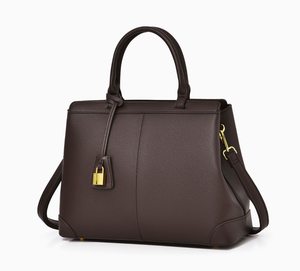 Sac à main noir texturé avec fermoir doré, sac fourre-tout à bandoulière pour le bureau et les trajets quotidiens - Product Image 4