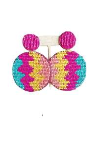 Pendientes artesanales de estilo bohemio Mardi, con cuentas de semillas bordadas a mano, con forma de langosta, para niña, para fiestas navideñas. - Product Image 4