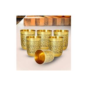 Juego de vasos de jugo de agua decorativos de diseño Floral oxidado de acero inoxidable puro para regalo de devolución de Casa juego de cristal de estilo tradicional - Product Image 4