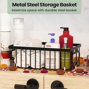 Hooked Multipurpose 15" Utility <b>Basket</b> Sturdy Steel Wire Storage Solution Curved Easy Grab <b>Handles</b> Decorative OrganizatioN - Product Image 4