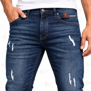 Men's <b>Slim</b> Fit Distressed Ripped Denim Jeans Mid Wash Cotton Casual Style Spring Wear Wholesale Denim Pants for men - Product Image 5