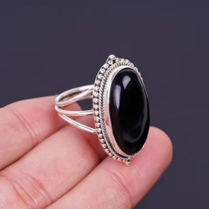 Natural Black Onyx Oval <b>Ring</b> <b>925</b> Sterling <b>Silver</b> Handmade Gemstone <b>Ring</b> Birthday Gift for Women - Product Image 6
