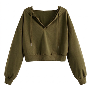 Women's Cropped Hoodie Casual Long Sleeve Pullover Hooded Sweatshirt Fashion Streetwear <b>Crop</b> <b>Top</b> - Product Image 5