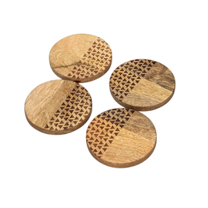 Eco-Friendly Natural Wood Coaster Set Of 6 With Holder Round Drink Coasters For Coffee Table & Desk Protection Wood <b>Cup</b> <b>Mats</b> - Product Image 5