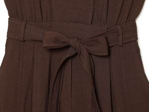 Combinaison marron sans manches à col mandarin, taille haute, jambe large, ceinturée, style chinois, pour femme, longueur intégrale, couleur unie, coupe ample - Product Image 5