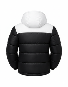 Veste matelassée à capuche bicolore noir et blanc pour homme, manteau chaud d'hiver matelassé avec fermeture éclair, vêtements d'extérieur décontractés, streetwear - Product Image 4