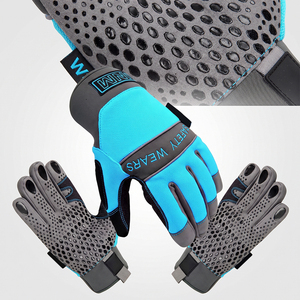 Industrial Safety <b>Gloves</b> <b>Silicon</b> Printed Leather Work <b>Gloves</b> with Mechanic Hand Protection for Mechanical Work - Product Image 3