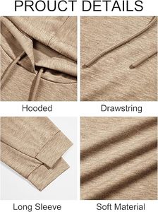 Sudadera con Capucha para Hombre, Manga Larga, Color Sólido, Corte Ajustado, Transpirable, Tejida, Estilo Casual Otoñal - Product Image 4