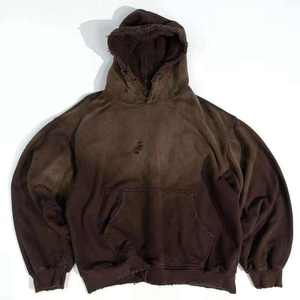 Oversized Men's Hooded Sweatshirt Solid Color Washed Cotton French Terry Pocket Regular Fit Autumn Casual Style - Product Image 4